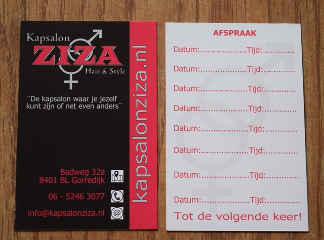 Visitekaartjes Kapsalon Ziza Hair & Style